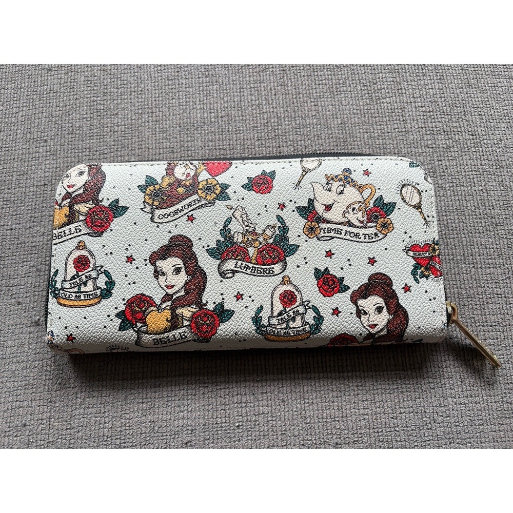 Loungefly Hard Tag Beauty & The Beast American Traditional Tattoo Wallet EUC - Picture 2 of 4
